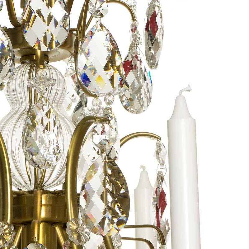 Baroque Chandelier - Light Brass Plated 6 Arm Baroque Style Chandelier candles