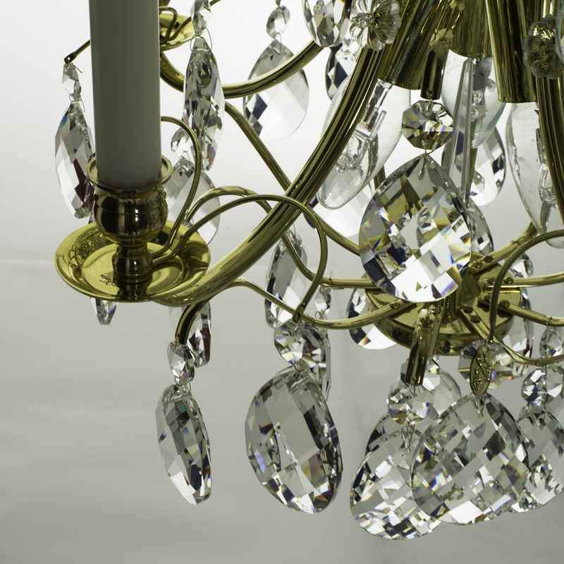 Baroque Chandelier - Polished Brass 5 Arm Baroque Style Chandelier crystal detail