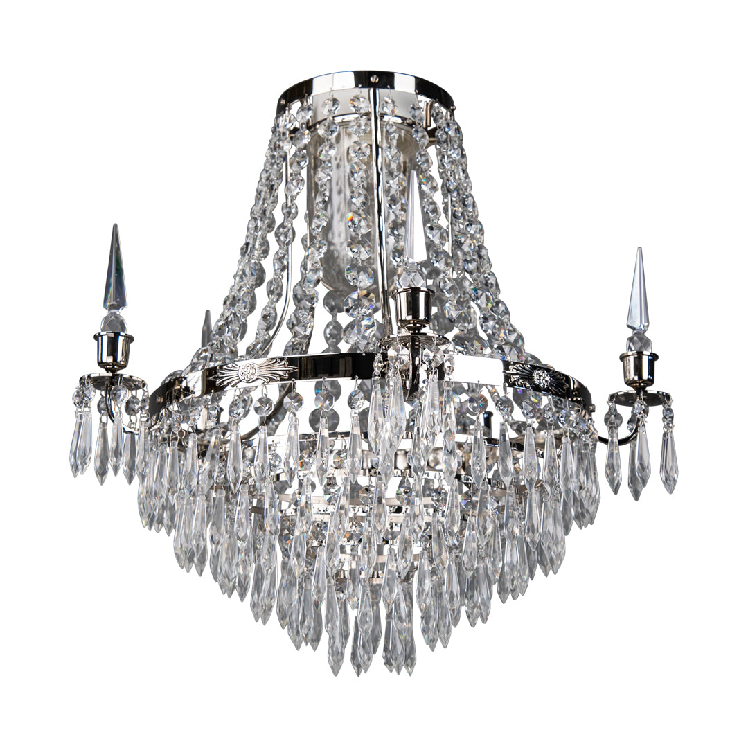 Large crystal chrome bathroom chandelier IP44 - brass option