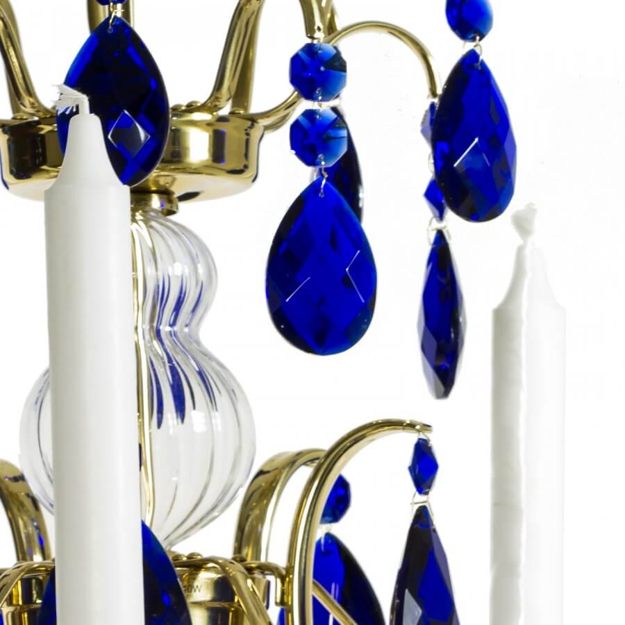 Baroque Chandelier - 5 Arms - Drop Crystals - Blue Crystals - blue crystal detail