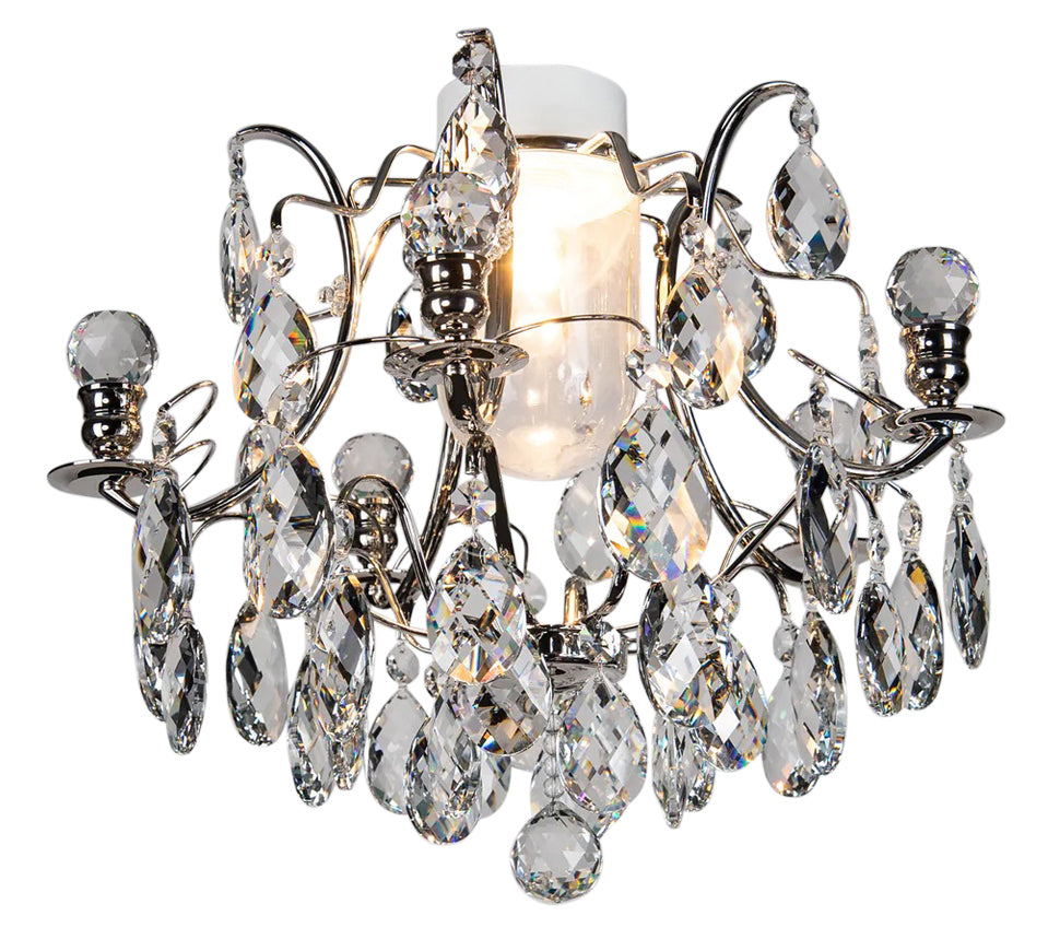 Nickel crustal bathroom chandelier with liight on