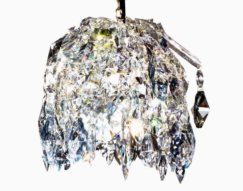 Contemporary Chandelier - Crystal Pendant In Polished Brass
