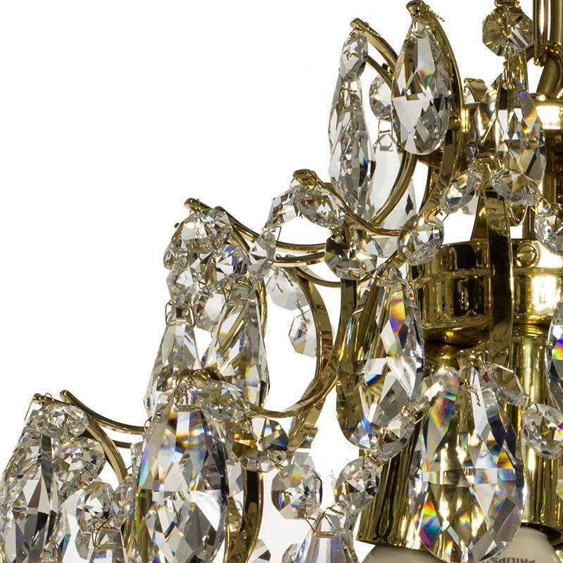 Contemporary Chandelier - Polished Brass Retro Crystal Chandelier: 38cm X 38cm X 38xm