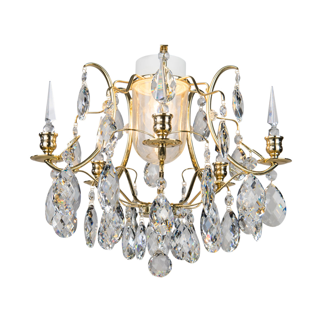 Chrome and crystal bathroom chandelier - lights on