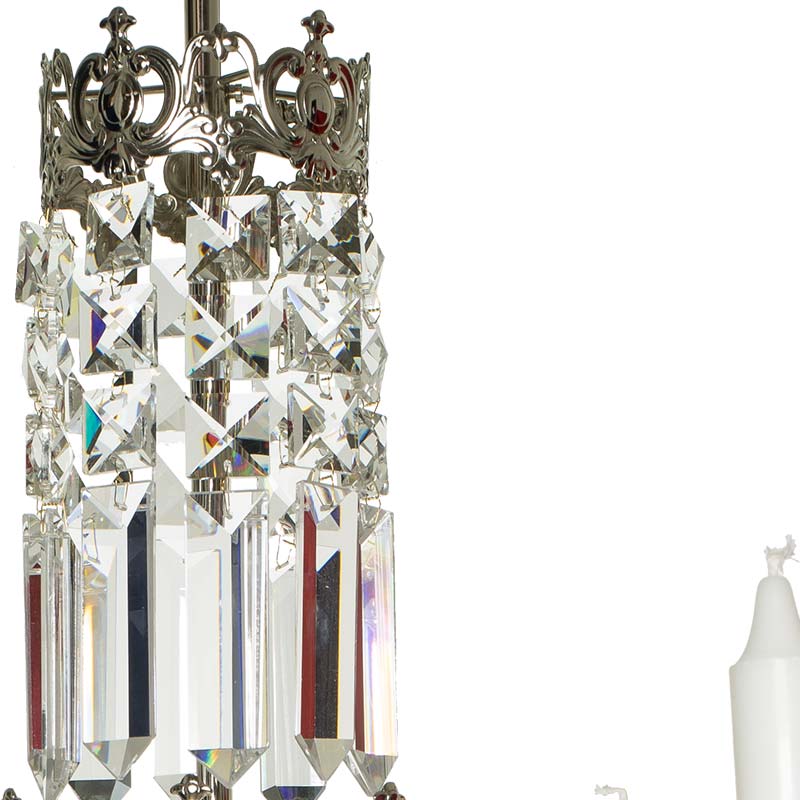 Classic Swedish Style Crystal Chandelier with 4 arms - crystal detail