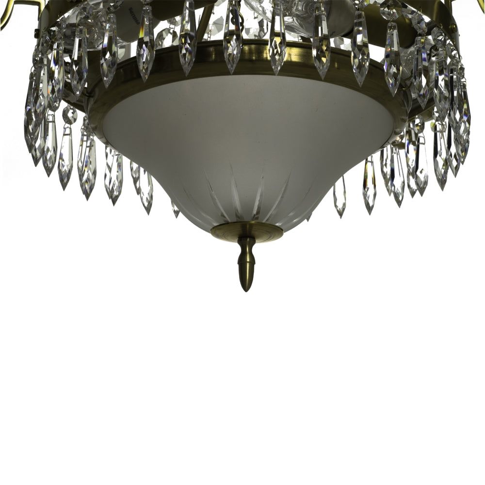 Classic Swedish Crystal Chandelier - white bowl detail