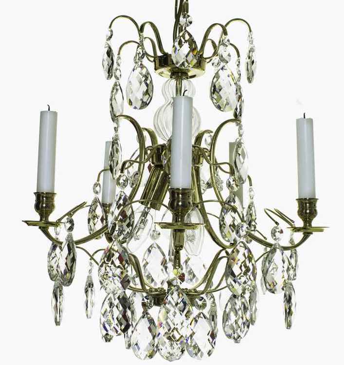 Baroque style chandelier with clear almond crystals