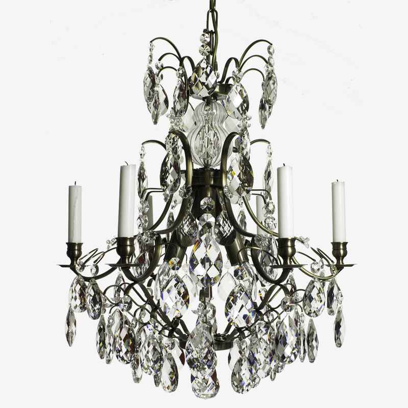 Baroque Chandelier - 6 Arms - Drop Crystals -detail