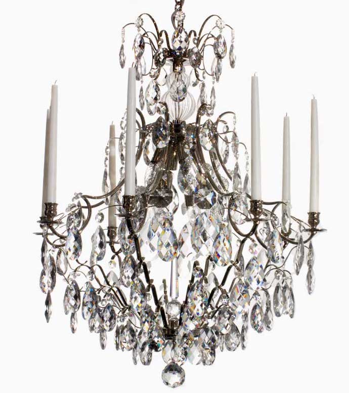 Baroque Chandelier - 8 Arms - Drop Crystals - Nicke