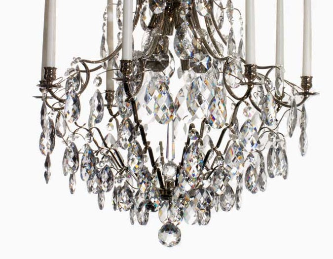 Baroque Chandelier - 8 Arms - Drop Crystals - Nicke - base detail