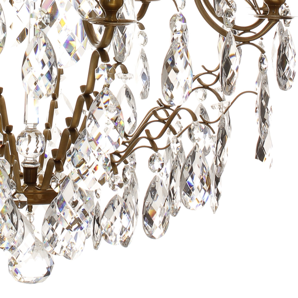 Baroque Chandelier - 8 Arms - Drop Crystals - Brass - crystal detail