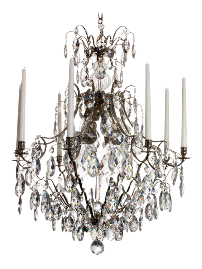 Baroque Chandelier - 8 Arms - Drop Crystals - Nicke - in situ