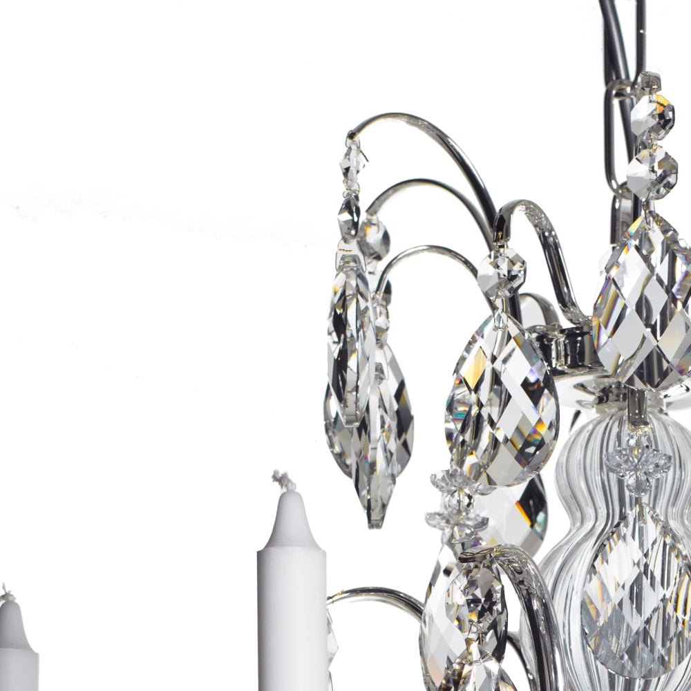 Baroque Chandelier - 6 Arms - Drop Crystals - Nickel - nickel detail