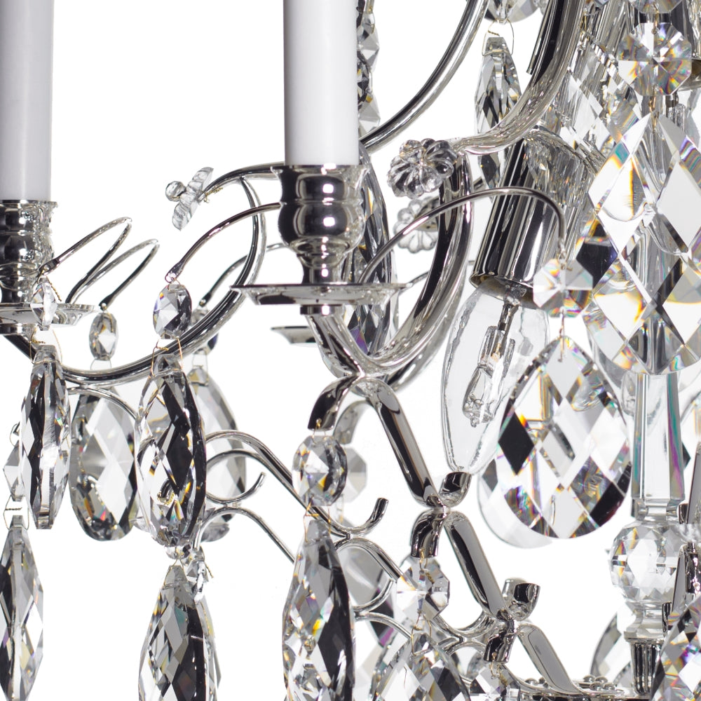 Baroque Chandelier - 6 Arms - Drop Crystals - Nickel - crystal detail