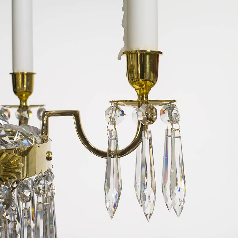 Empire Chandelier - 6 Arms - brass detail