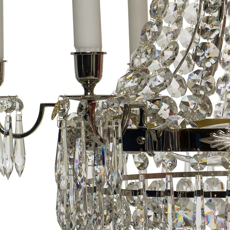 Empire Chandelier - 6 Arms nickel detail