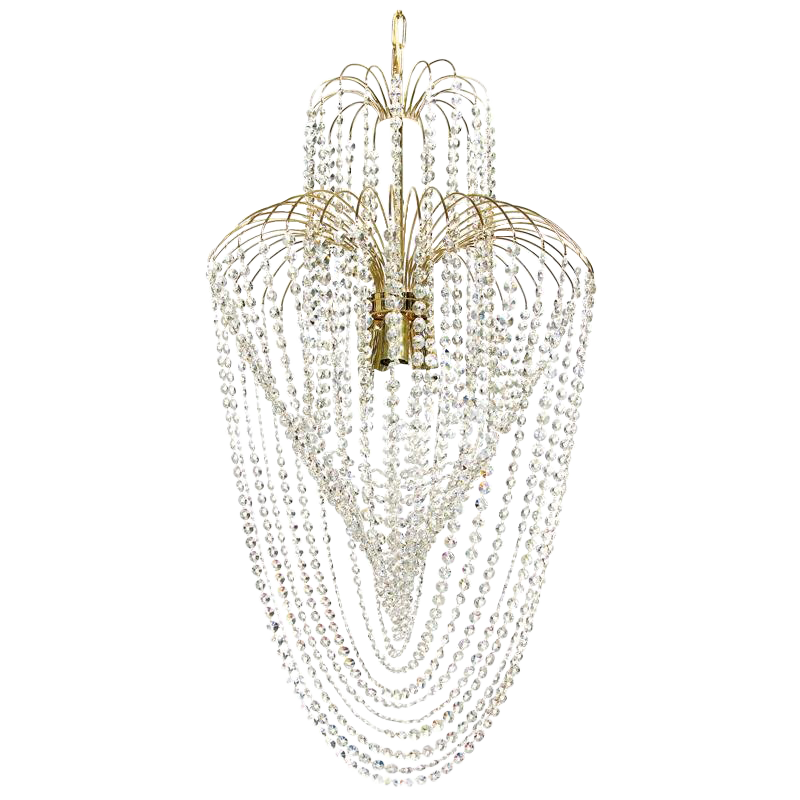 Cascade Crystal Chandelier with Polished Brass