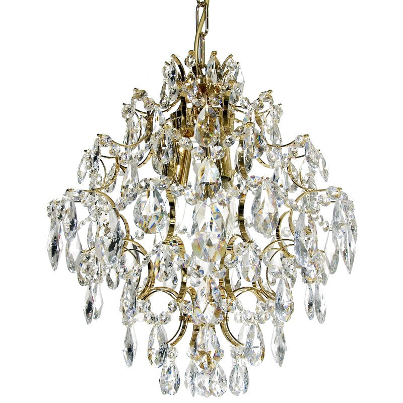 Polished Brass and Crystal Modern Style Chandelier