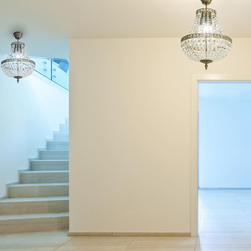 Empire Chandelier - Dark Brass Empire Style Chandelier stairs