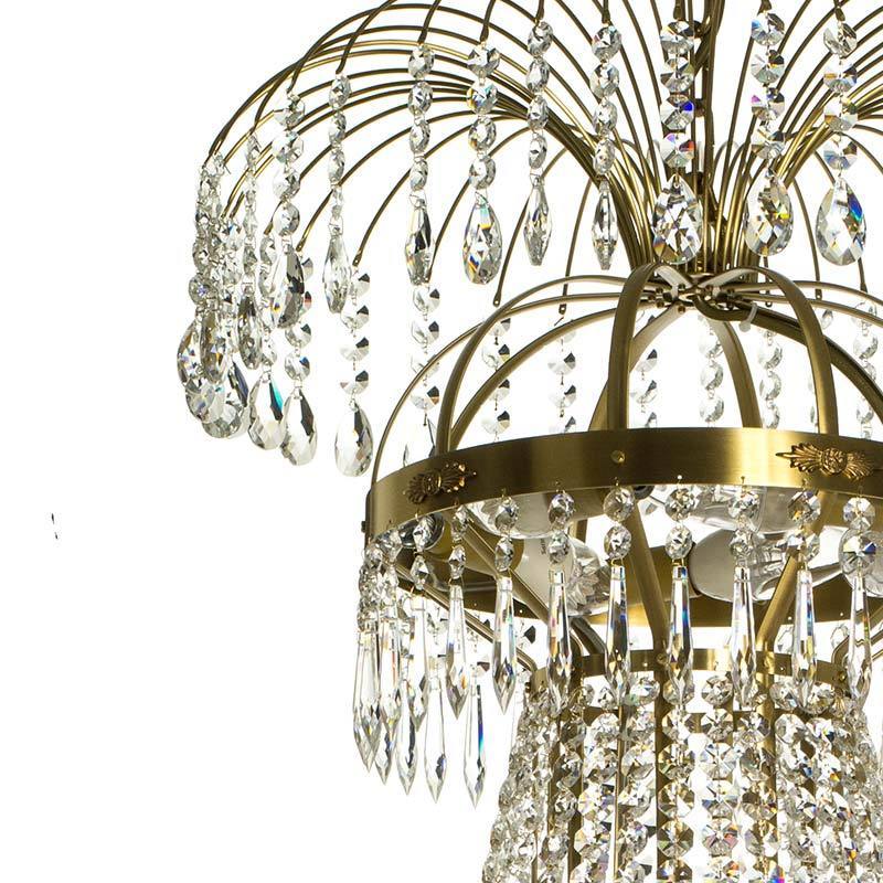 Empire Chandelier - Light Brass Empire Style 10 Arm Chandelier brass detail