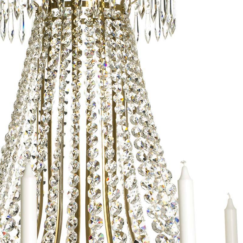 Empire Chandelier - Light Brass Empire Style 10 Arm Chandelier crystal detail