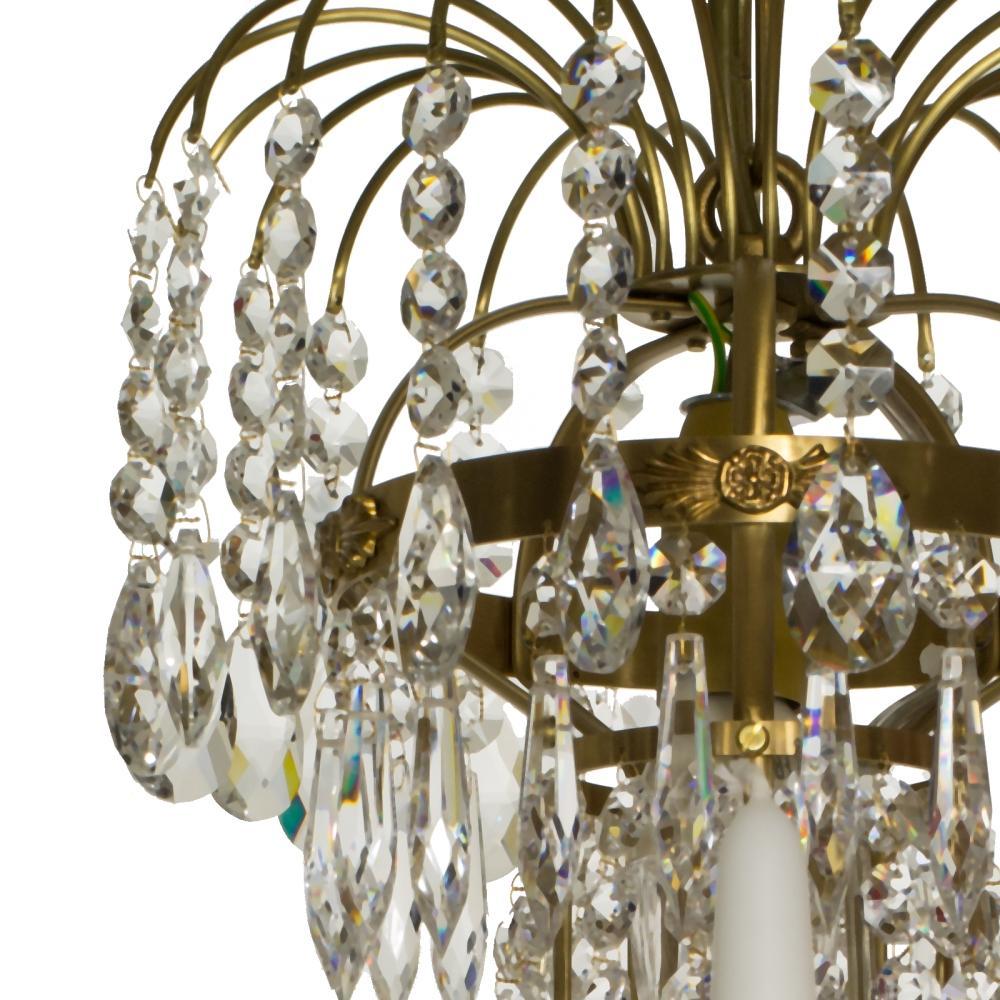 Empire Chandelier - Light Brass Empire Style 5 Arm Chandelier With Crystals