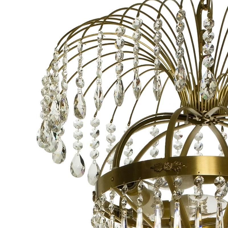 Empire Chandelier - Light Brass Empire Style Chandelier With 10 Arms crystal detail