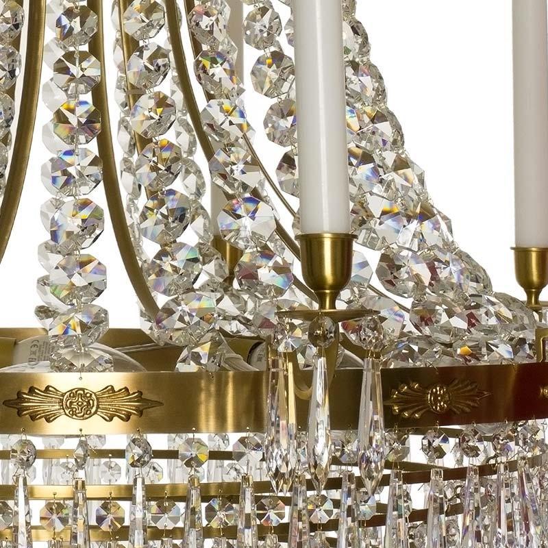 Empire Chandelier - Light Brass Empire Style Chandelier With 10 Arms brass detail