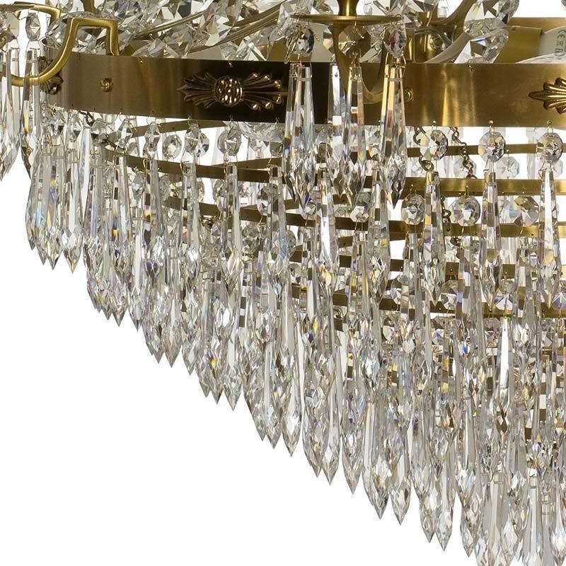 Empire Chandelier - Light Brass Empire Style Chandelier With 10 Arms drop crystals