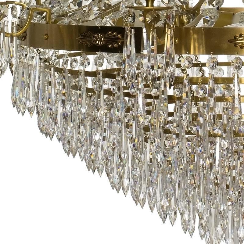 Empire Chandelier - Light Brass Empire Style Chandelier With 10 Arms drop crystals
