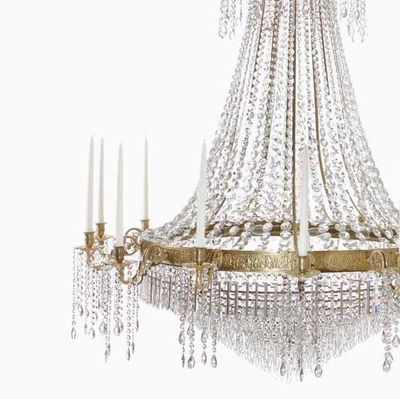 Empire Chandelier - Polished Brass Empire Style Chandelier With 14 Arms brass detail