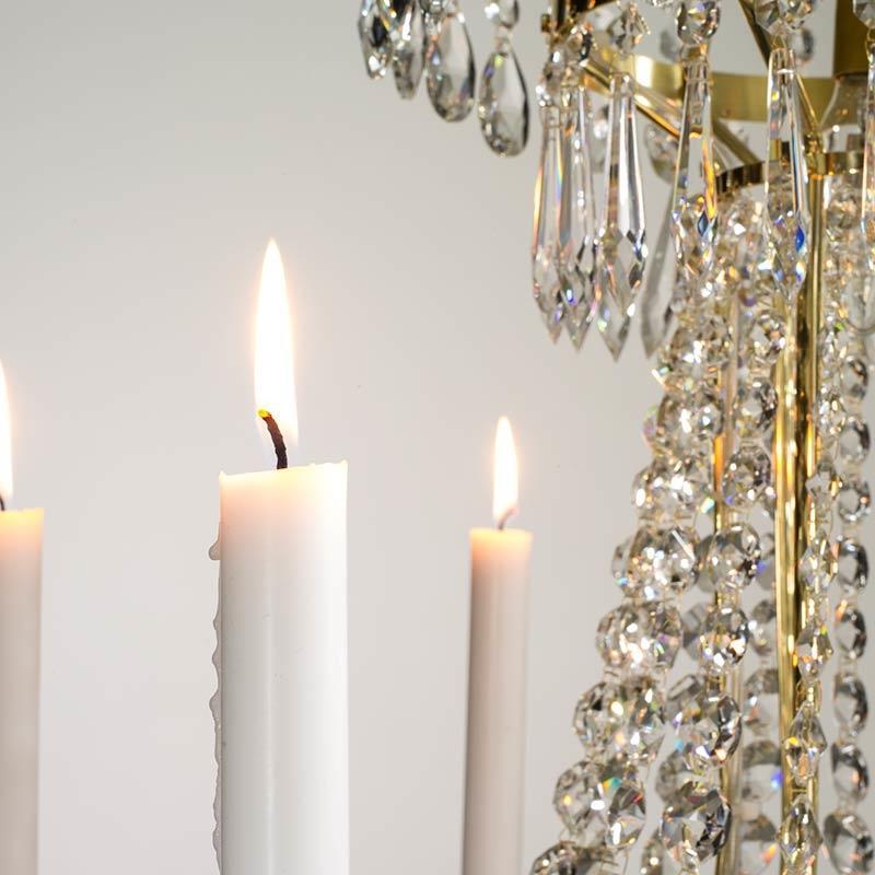 Empire Chandelier - Polished Brass Empire Style Chandelier With 8 Arms And Crystal Octagons