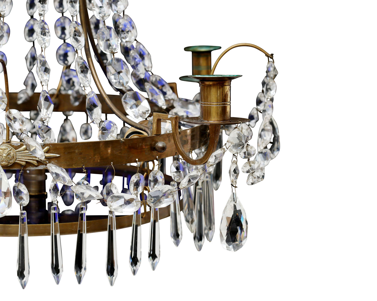 Gustavian Crystal Chandelier with Decorative Blue Bowl