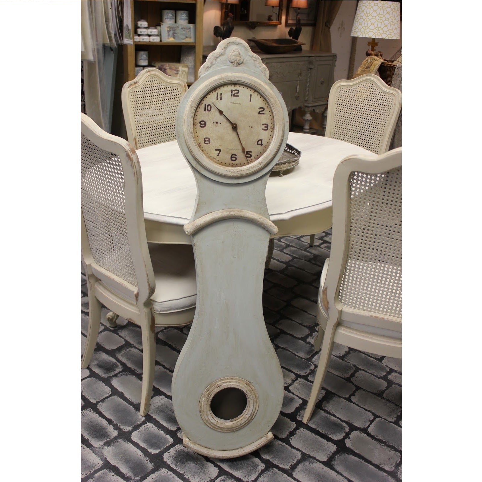 Mora Wall Clock Custom Paint Finish - distressed blue