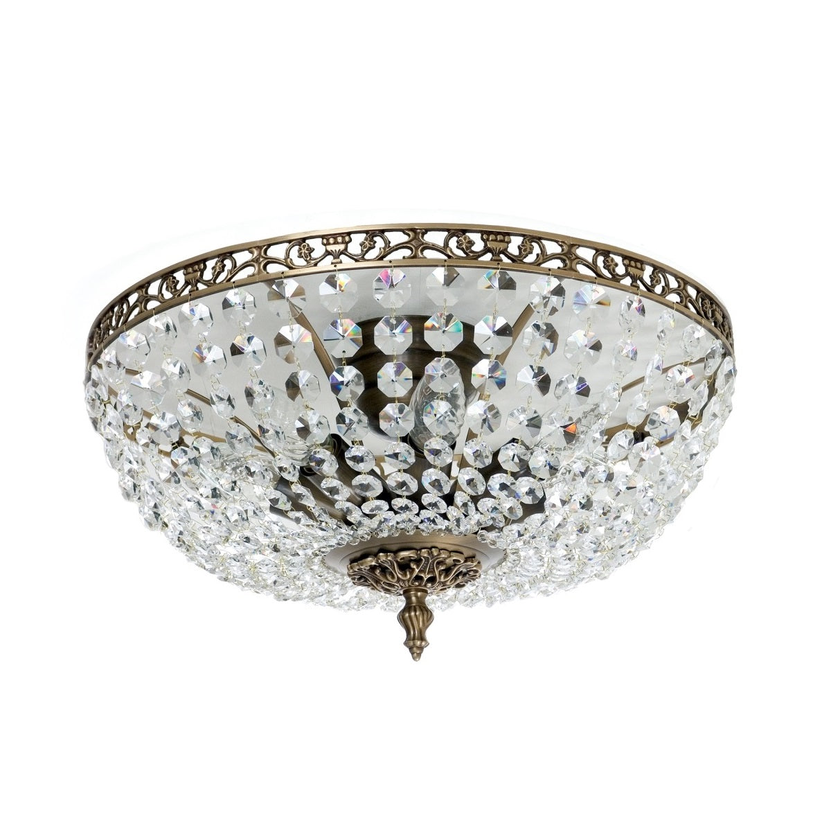 Dark brass plafond chandelier with crystals