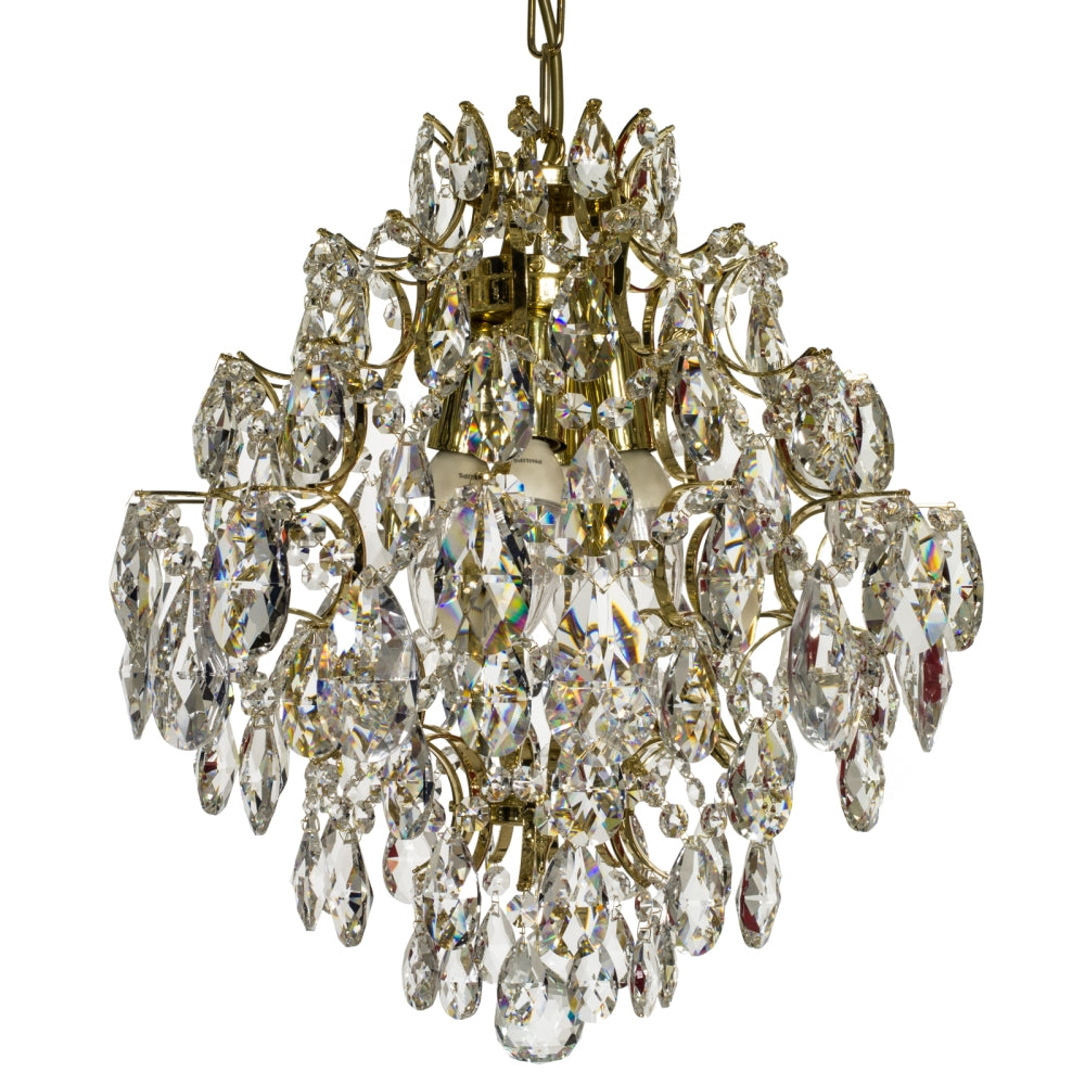 Polished brass and crystal modern style chandelier (30cm)