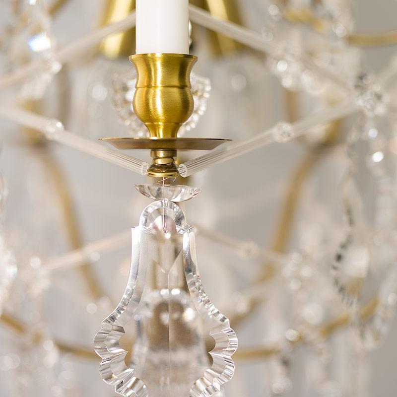 Rococo Chandelier - Light Brass Rococo Style Chandelier - brass detail