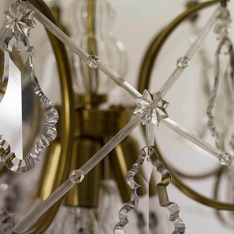 Rococo Chandelier - Light Brass Rococo Style Chandelier crystal star