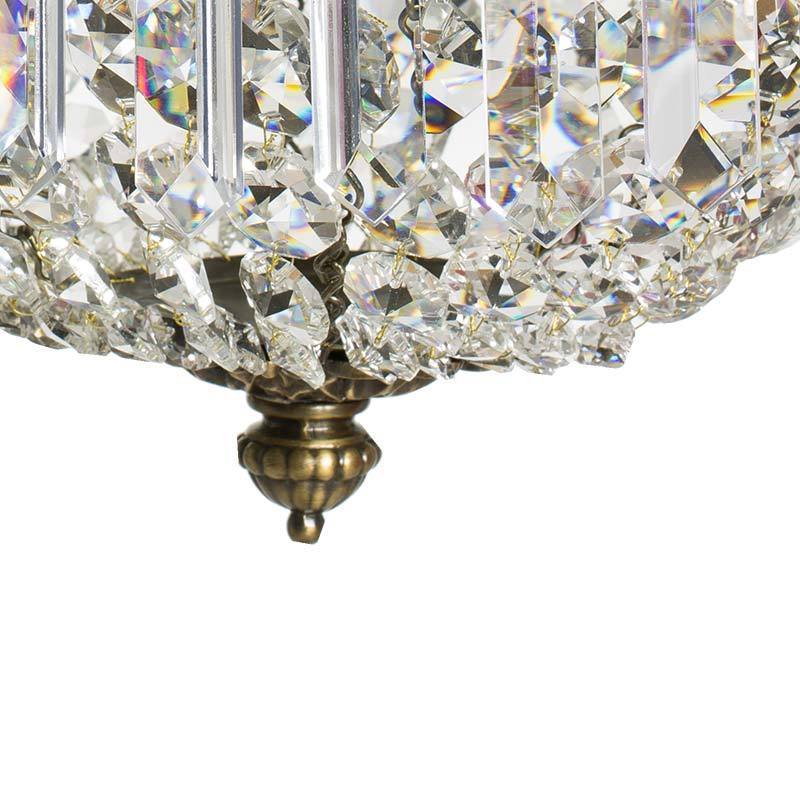 Swedish Chandelier - Light Brass Chandelier crystal detail