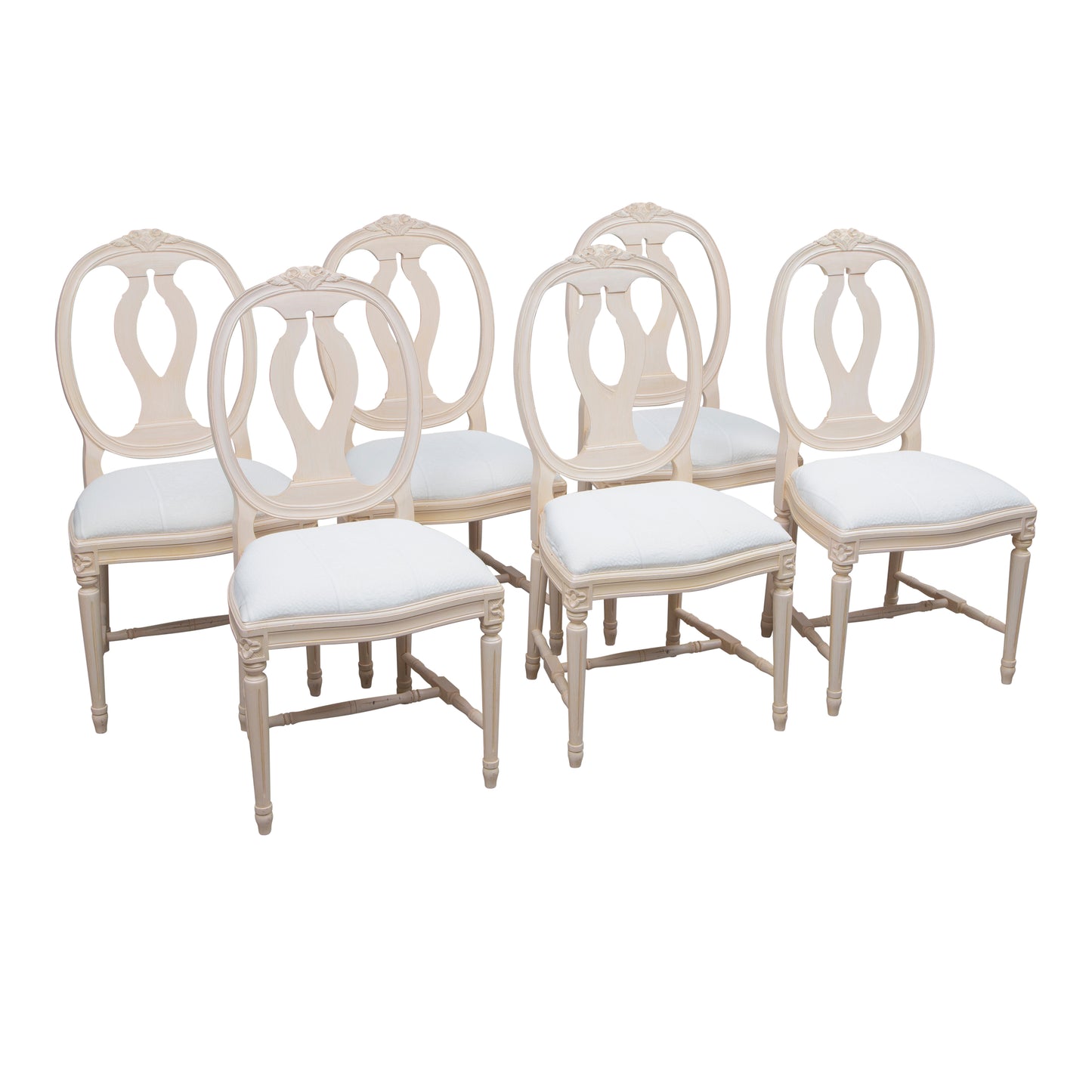 1990s Gustavian Dining Furniture- Set of 6 chairs plus table and leaves