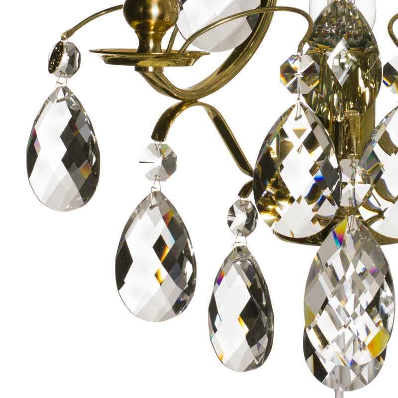 Wall Lights - Crystal Wall Light In Brass, Baroque Style brass detail