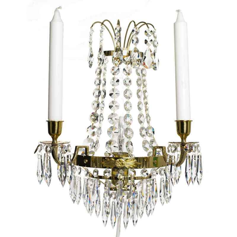 Wall Lights - Crystal Wall Light Polished Brass